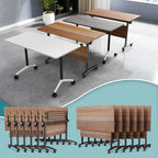 Conference Table Flip Top Mobile Conference Room Tables,Folding Conference Table with Wheels,Large Meeting Training Seminar Table Saving Space for Office Classroom(12B,61'')