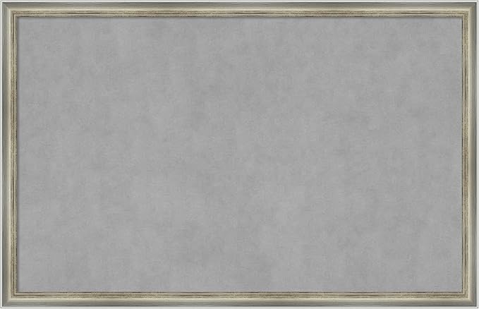 Amanti Art Silver Framed Magnetic Board 22x34 Large Vision Board for use with Magnets, 100% Metal Sheet to Display Items as Office Decor or for Home Organization in mudroom, Kitchen or Kids Room