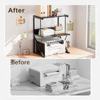 aboxoo Printer Stand for Desk, Desktop Printer Shelf Large 3-Tier Multi-Purpose Office Organization Shelves for Home Office, Black