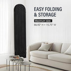 Asnefeli Room Divider and Folding Privacy Screen, 4 Panel Wood Arched Room Divider Wall, Portable Freestanding Partition Screen, Partition Divider for Room Separation for Home Office Bedroom, Black