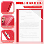 Teling 48 Pcs Clear Front Report Covers with Prongs Plastic Presentation Folders 3 Prong Resume Portfolio Folder for School(Red)
