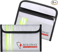 ROLOWAY Small Fireproof Bag (5 x 8 inches) with Reflective Strip, Non-itchy Fireproof Money Bag for Cash, Valuables, Passport, Currency & Keys (2-Pack Silver)