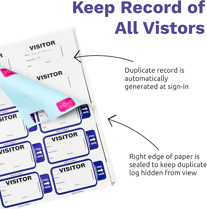 Threshold Tab-Expiring Visitor Badge Sign-in Book (500 Badges) | Name Tag Stickers | Hospital, Office & Secretary Supplies | School Visitor Passes | Visiting Tag for Hospital | Expiring Badges