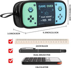 Easozoom Large Game Controller Pencil Case for Teen Boy Kid Capacity Pen Box Pouch Organizer Holder Bag with 3 Compartments & Zipper School College Office Supplies (1PCS Pencil Case) (Blue&Green)