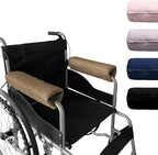 SPRING SEAON Wheelchair Armrest Covers 2 Pack Soft Memory Foam Wheelchair armrest Pads Wicking Washable for Office Transport Chair (Brown)