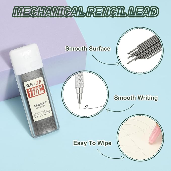 PATIKIL 600Pcs HB Mechanical Pencil Lead, 0.5mm Black Lead Refill Break Resistant Pencil Refills for Writing Supplies, White