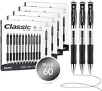 Lekreo Classic Retractable Gel Roller Pens, 0.7mm Fine Point (Black Ink - 60 Packs)