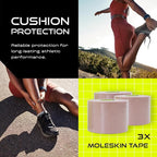 Pebbos Moleskin Tape (3 Rolls) – 2in x 16ft – Anti-Friction Cushioning Tape | Water-Resistant & Hypoallergenic | Thin Moleskin Athletic Tape for Running, Hiking, Walking