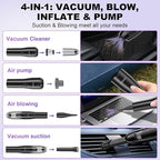 4-in-1 Car Vacuum, Mini Handheld Portable Cordless, 6.5kPa Strong Suction, Ultra-Quiet 60dB, 0.85 lb for Car, Desk & Small Spaces,USB-C Rechargeable 2 Washable HEPA Filters,Ideal Gifts for Men & Women