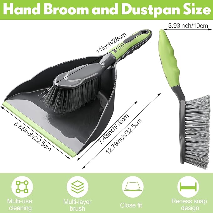 Zopeal 6 Set Dust Pan and Brush Set, Small Dustpan with Broom, Handheld Angle Broom and Dustpan Set for Home Room Kitchen Car Office Lobby Indoor Floor Cleaning