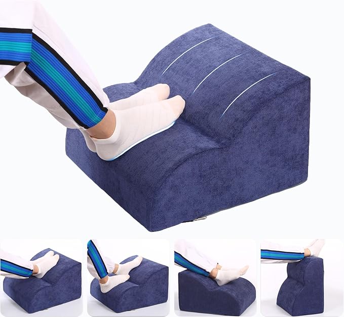 OpyTikar Foot Rest for Under Desk at Work.Multifunctional 3-Tier Foot Stool,with Washable Footrest.for Under Desk,Office Chair Gaming Chair & Sofa,Leg Elevation Pillow,Supports Posture (Dark Blue)