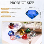 PATIKIL 8 Pcs Diamond Crystal Paperweight, 40mm / 1.57 Inch Crystal Paperweight Paper Weight for Home Office Desktop Table Decor Wedding Party Jewelry Ornaments, Dark Blue