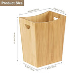 SEHERTIWY Wood Trash Can Wastebasket, 2 Gallon Small Waste Basket with 2 Handles, Rectangular Bathroom Garbage Can for Bathroom, Office, Living Room, Bedroom, Kitchen