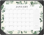 Cabbrix Desk Calendar 2026 with Desktop Mat, 2026 Desk Calendar January 2026 to December 2026, 15" x 12" Flat Monthly Desktop Calendar for Home Office School Planing, Greenery