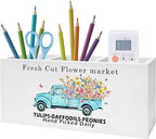 Exqcom Rustic Farmhouse Floral Truck Pen Pencil Holder, Farmhouse Office Decor, Fresh Cut Flower Market Pencil Pen Holder Organizer for Flower Shop Home Office Desk Accessories