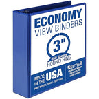 Samsill 3 Inch 3 Ring Binder, Made in USA, Economy Round Ring, Clear View Cover, 550 Sheet Capacity - for School, Home, Office -Dark Blue