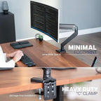 VIVO Premium Aluminum Heavy Duty Monitor Arm with 3.0 USB Ports, Fits Ultrawide Monitors up to 49 inches and 33 lbs, Single Desk Mount Stand, Pneumatic Height, Max VESA 100x100, Black, STAND-V101G1U