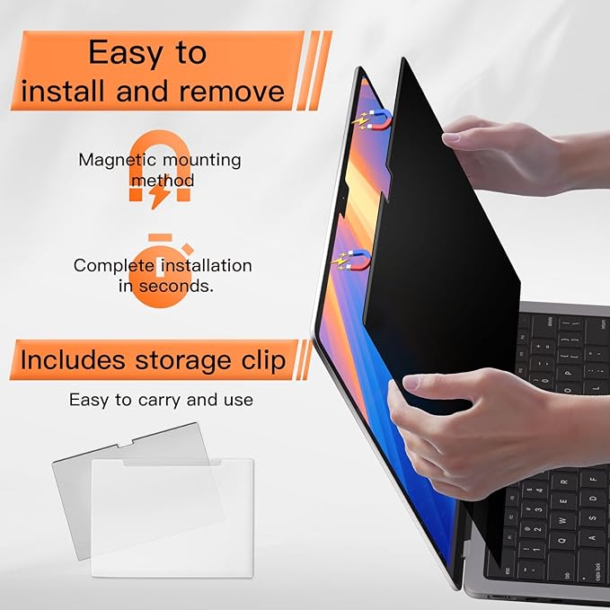 Privacy Screen for MacBook Pro 14 Inch 2021-2025 M5/ M4 /M4 Pro /M4 Max /M3 /M3 Pro /M3 Max /M2 Pro /M2 Max /M1 Pro /M1 Max, Magnetic Removable Anti Blue Light Glare Screen Protector