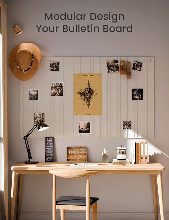 Fluxynara Large Felt Bulletin Board 48" x 36" Cork Board Alternative-12 Pack with 70 Safe Removable Adhesive Tabs, Cork Boards for Walls Cork Board for Home Office Classroom Pin Board (Milky White)