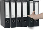 URbantin 6 Pack Foldable A4 Box Files,Plastic Archive Folders,65mm Spine, Document Box for Office（Black）