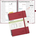 POPRUN Monthly Planner 2026-2027 (Medium 6.5" x 8.5") 18 Months Calendar Book(Jan 2026 - Jun 2027) - 4 Pages per Month with Expense & Notes, Stair-like tabs, Leather Cover, Sunday Start - Burgundy
