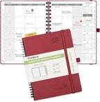 POPRUN Monthly Planner 2026-2027 (Medium 6.5" x 8.5") 18 Months Calendar Book(Jan 2026 - Jun 2027) - 4 Pages per Month with Expense & Notes, Stair-like tabs, Leather Cover, Sunday Start - Burgundy