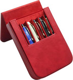 MIVLXLX Leather 6 Fountain Pen/Pencil Tray Case, Handmade, Magnetic Closure with Drawer Design, Gift Choice for Man/Woman/Office, 6 Slots（red）
