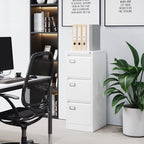 BYNSOE 3 Drawer File Cabinet with Lock Metal Vertical File Storage Cabinet Office Home Steel Vertical File Cabinet for A4 Legal/Letter Size Narrow File Cabinet Locked,Assembly Required
