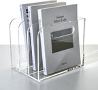 AIMOLLY Clear Acrylic Organizers - 3 Vertical Compartments Acrylic Folder Organizer & File Organizer, Desk Document Storage Bins for Magazines, Binders - Multipurpose Home Office Desk Organizer
