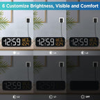 Peakeep Large Display Digital Alarm Clock for Bedrooms, Date Day of Week Desk Table Clocks for Living Room Office, Dimmable 5 Dimmers Plug in Electric Clock, Auto DST