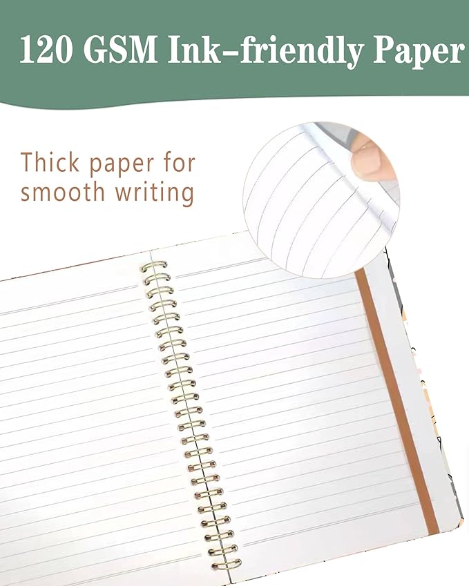 DHGPTS Spiral Journal Notebook, A5 Cute Notebooks for Women Men, College Ruled Hardcover Notebook for Work & Note Taking, 60 Pages Double-Wire Journals for Writing, Cute Gentle Cats