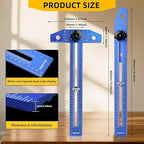 GRENPRO Woodworking Scriber Marking Line Ruler with Carpenter Pencil & Metal Ruler, Adjustable Aluminum Alloy Sliding T-Square Ruler, Measuring Angle Finder with Adjustment Scale,Drawing Aid Rule tool