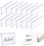 Meetory 50 Pcs Plastic Wire Shelf Label Holders, 3" x 1.65" Clear Price Tag Holder with Double Snap Lock Closure - Reusable Plastic Basket Label Holders for Market, Retail Shop, Pantry, Label Papers