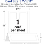 Avery Printable Tent Cards, 3.5" x 11", White with Embossed Border, 50 Blank Place Cards for Laser and Inkjet Printers (5309)