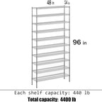 Regal Altair 14" Deep x 48" Wide x 96" Height Wire Shelving Kit | 10-Tier | NSF Commercial Storage Rack Unit