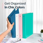 BinderX Extra Durable 3 Ring Binder, Round Rings 1 Inch Binder, Fits 175 Sheets of 8.5x11 Paper, Customizable View Cover with Inside Pockets, Cute 1" Binders, 1 Inch Binders 3 Ring, Navy Blue