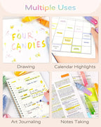 Four Candies 12 Pcs Highlighters Assorted Colors, Cute Pastel Highlighter Set, Dry Quickly, Soft Chisel Tip, No Bleed Highlighter, Aesthetic Highlighters fo Purple Christmas Gifts