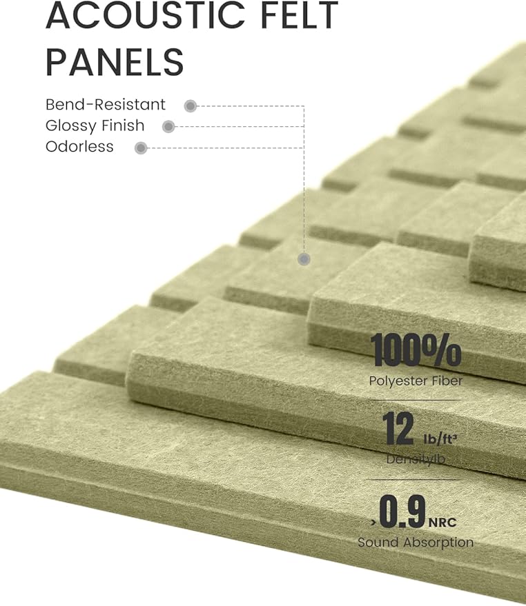 Fluxynara Large Felt Bulletin Board 48" x 36" Cork Board Alternative - 6 Pack with 40 Safe Removable Adhesive Tabs, Cork Boards for Walls Cork Board for Home Office Classroom Pin Board (Olive Green)