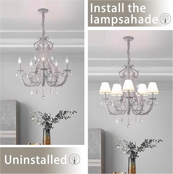 TAaMTYH small lamp shade chandelier shades set of 6，Fabric Lampshade for Wall Lamp，chandelier shades，small table lamps，For Cutting Edge bulbs, Clip-on Fitter Lampshade，3" X 6" X 5"