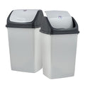 Superio Kitchen Trash Can 13 Gallon with Swing Lid, Plastic Tall Garbage Can Outdoor and Indoor, Large 52 Qt Recycle Bin and Waste Basket for Home, Office, Garage, Patio, Restaurant (SmokeWhite/Grey, 2 Pack)