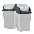 Superio Kitchen Trash Can 13 Gallon with Swing Lid, Plastic Tall Garbage Can Outdoor and Indoor, Large 52 Qt Recycle Bin and Waste Basket for Home, Office, Garage, Patio, Restaurant (SmokeWhite/Grey, 2 Pack)