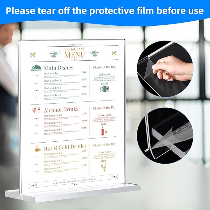 18 Pack Acrylic Sign Holder 8.5 x 11, Double-Sided Clear Sign Holder Plastic Stands for Display, T Shape Acrylic Table Sign Stands for Office Store Restaurants Wedding Party Decoration