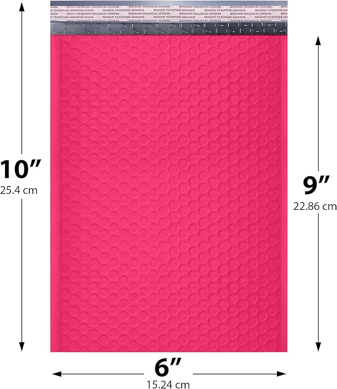Fuchsia Small Poly Bubble Mailers 6x10 inch #0 | Self Seal Padded Envelopes | Cushioned Bubble Mailer | Usable Size 6x9 | WaterProof | Lightweight mailing Shipping Bags | 250 Pack Bulk | Made in USA