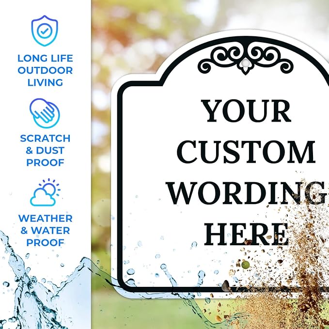 Custom Decorative Sign, Personalized Metal Sign for Business, Driveway, Home, Airbnb, Office Door Plaque,Black Border Sign, 24x24 Inches, ACM, Fade Resistant, Made in USA by Sigo Signs