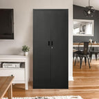 TaskStorz Storage Cabinet, 72 Inch Tall Metal Storage Cabinet with Doors and Shelves,Heavy Duty Metal Cabinet, Pantry Cabinets for Kitchen Storage, Garage Cabinet for Living, Dining Room