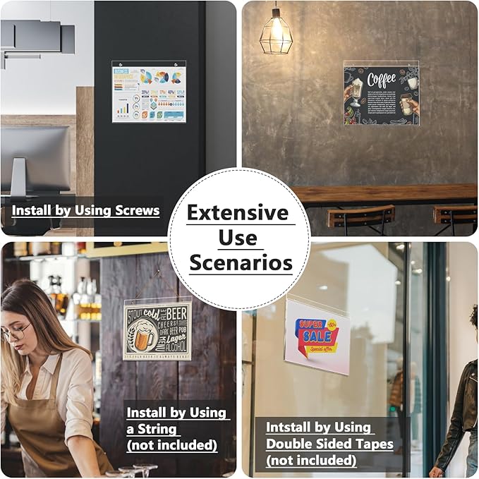 MaxGear Wall Mount Sign Holder 8.5 x 11 Inch, Clear Plastic Picture Frames with Mounting Screws, Door Sign Holders and Document Display Frame for Home, Office, Store, Landscape, 24 Pack