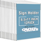 Dingelex Acrylic 8.5x11 Sign Holder Wall Mount,Clear Door Sign Holder Hanging Plastic Document Holder,Acrylic Wall Frame Plastic Wall Holders for Paper,12 Pack,No Drilling