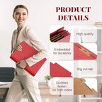 Skyygemm 12 Pcs Classification Folders Letter Size, 3 Divider Pressboard File Folder with Fasteners, Expanding File Organizer Bulk for School Teachers, Office Employee, Coworker, Staff (Red)