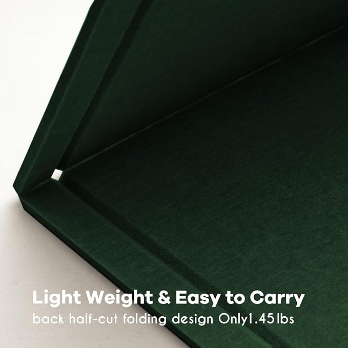 Bulletin Board, 36 x 24 Inches Felt Pin Board - Decorative Cork Alternative for Wall, 3' x 2' Foldable Picture Self-Adhesive Vision Prayer Board With 20 Pushpins - Dark Green