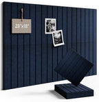 Fluxynara Felt Bulletin Board Tiles -28"x18" with 40 Adhesive Tabs, Cork Board Alternative for Office Decor, Push Pin Board Wall Organizer 6-Pack (Carbon Blue)